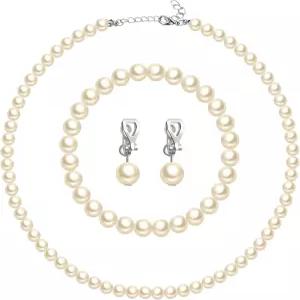 아우렐레마 3개 어머니의 날 선물 진주 주얼리 세트 1920년대 여성용 가짜 목걸이 팔찌 귀걸이 클립