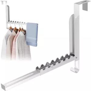 NiHome 접이식 오버 더 도어 후크 조절 가능한 상단 디자인 드릴 설치 공간 절약형 정리함 욕실 옷장