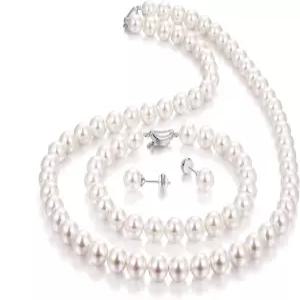 LOIPURI 진주 목걸이 및 귀걸이 세트에는 멋진 팔찌 보존된 장미 상자를 가진 여성을 위한 주얼리 포함되어