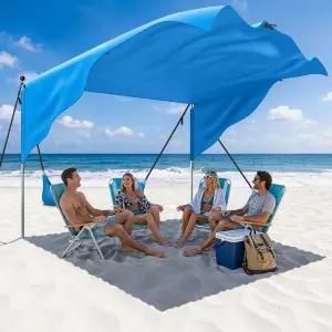 MoKo 비치 쉐이드 캐노피 100 평방 피트 풍력 지원 선쉐이드 46인용 세일 가족 여행용 UPF 50 자외선 차단