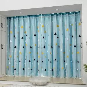 커튼 커튼방 고리형 드릴 필요 없는 거실용 일체형 쉬폰 아이 방용 숏 트렌디하고 미니 소형멀한 북유럽 스