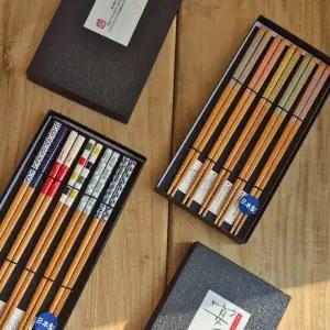 2종 디자인 일본 프리미엄 블랙 젓가락 세트 5P 2370643 J