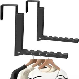 JXYT 2 팩 오버 더 도어 행거 접이식 옷 건조대 걸이대 코트 수건용 휴대용 옷걸이대 블랙