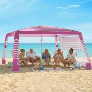 제라티 비치 카바나 8피트×8인치 측벽이 있는 휴대용 캐노피 팝업 UPF 50 실버 코팅 텐트 선 쉘터 바람