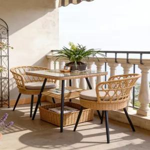 라탄 야외 테이블 정원 베란다 2인용 카페 의자세트