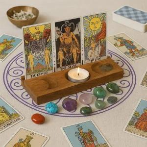 일상적인 타로 읽기 마녀 장식 영적 카드 세트 핸드메이드 2인용 위한 나무 맞는 선물을 디스플레이