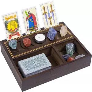 디그뉴 타로 카드 홀더 우드 액세서리 보관함 위칸 점술 디스플레이 제단 장식 마법 및