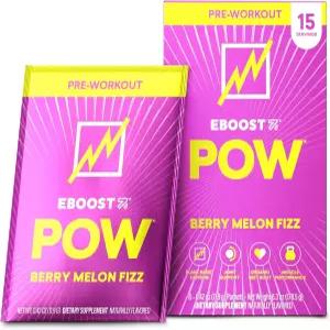 EBOST POW 내추럴 프리 운동 파우더 15팩 베리 멜론 피즈 에너지 부스터 짐 보충제 남녀 믹스 퍼포먼스