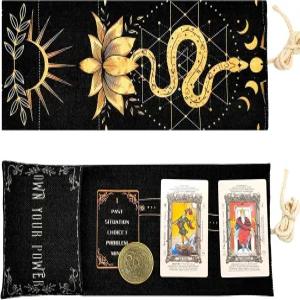 카나 2Pcs 타로 카드 홀더 액세서리스네이크 린넨 레이아웃 대형 덱 보관함 있는 매트 패턴이