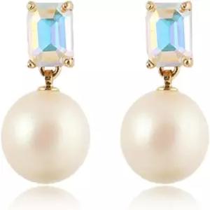 여성용 18K 골드 도금 진주 귀걸이 큐빅 지르코니아 스톤 시뮬레이션 세트 다이아몬드 엄마 딸 여동생 선물