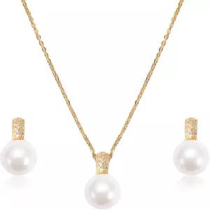 여성용 테프판 클래식 진주 주얼리 세트 - 14K 금 도금 실버 체인 포함된 우아한 목걸이 및 귀걸이 특별한