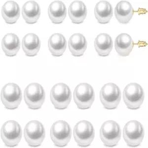 노우투데이 여성용 저자극 진주 귀걸이 8-10mm 화이트 빅 스터드 세트 니켈 프리 12쌍 가짜 선물 신부