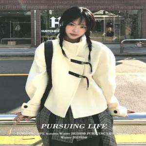 무스탕 털자켓 비대칭 울 아우터 하이넥 장식 후리스 아이보리 코트 안감 재킷 페이크퍼