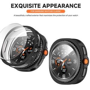 삼성 호환 갤럭시 호환 워치 8용 호환 케이스+유리 화면 보호기 TPU 올라운드 범퍼 커버 카바 8 클래식 46m