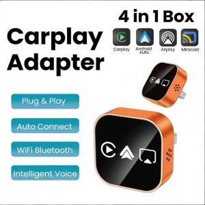 P19T4 4in1 유선 무선 카플레이 미니 카 AI 박스  연결 스마트 동글 미라캐스트 에어플레이 안드로이드 호