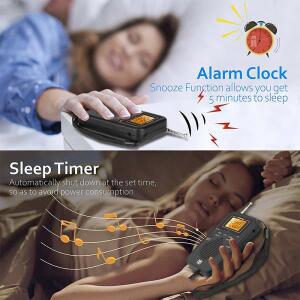 휴대용 호환 미니 AM FM 날씨 라디오 포켓 플레이어 LCD 화면 디지털 알람 시계 장거리  수신