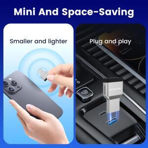 헤이인카 미니 에어 2in1 무선 카플레이 안드로이드 호환 오토 어댑터 5.8GHz 플러그 앤 동글 유선 차량용