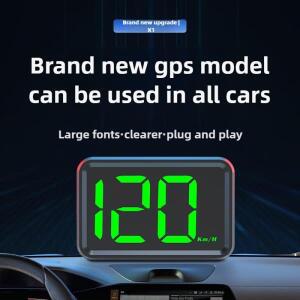 차량용 호환 X1 GPS HUD 속도계 KMH MPH 대형 글꼴 OBD 플러그 앤 플레이 헤드업 화이트 그린 라이트 경고