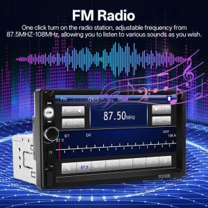 7인치 차량용 호환 MP5 플레이어 1 DIN 멀티미디어 라디오 안드로이드 호환 오토 지원 USB/AUX 인터페이스