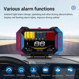 차량 OBD+GPS HUD P25헤드업 디스플레이 자동차 차량용 호환 디지털 속도계 수온 연료 소비량 경사계 알람
