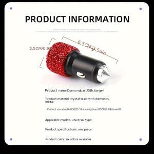 자동차 차량용 호환  USB  다이아몬드 호환 액세서리 인테리어 듀얼 충전 포트 고속 어댑터 여성용