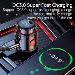 PD30W+QC 3.0 블루투스 호환 5.4 FM 송신기 자동차 차량용 호환 라디오 무선 핸즈프리 핸드폰 통화 MP3 플