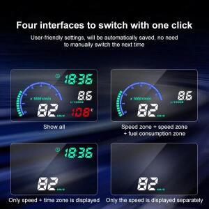 9V-16V 5.5인치 OBD HUD 자동차 차량용 호환 헤드업 디스플레이 디지털 속도계 타코미터 앞유리 프로젝터 +