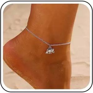 쥬기엘루 보호 코끼리 발찌 팔찌 실버 동물 부적 미니멀리스트 여름 비치 풋 체인 여성용 주얼리