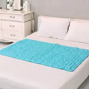 [sleep care][슬립케어] 냉감 쿨매트 스카이블루 침대용 더블+베개 90x140 여름매트 숙면 등허리 얼음패드