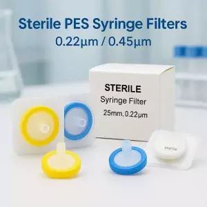 멸균 PES 주사기 필터 022m 045m 13mm 25mm 33mm 실험실 여과 일회용