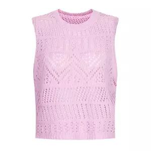 [샵앤] 국산 여성 라운드 지그재그 펀칭 민소매 니트 조끼 BOM-WVS-21207-핑크