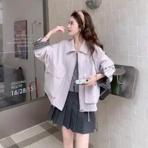 여성 봄 가죽 봄코트 체크 코트 원픽1