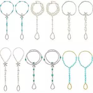 히카러 12피트 주얼리 맨발 샌들 토링 발 체인 불가사리 인조 진주 탄력 비즈 터쿼이즈 발찌 여성 웨딩