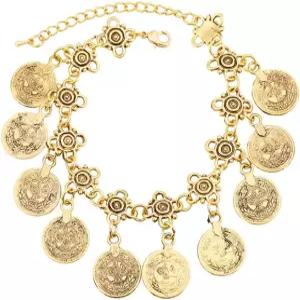 여성용 조절 가능한 매력적인 보헤미안 동전 팔찌 여름 보호 태슬 맨발 비치 풋 체인 발찌 패션 주얼리