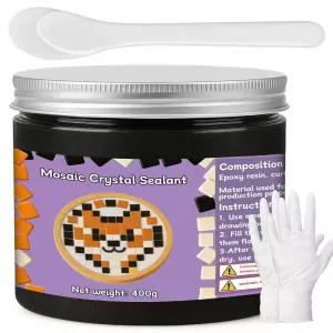 공예용 1DFAUL 400g 모자이크 크리스탈 그라우트 타일 도구 고색 대비 직접 코킹 DIY 프로젝트(블랙)에