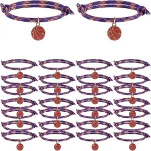 에케이션 20개 야구 농구 땋은 팔찌 대량 조절 가능한 로프 참 스포츠 파티 손목밴드 팀 생일 선물