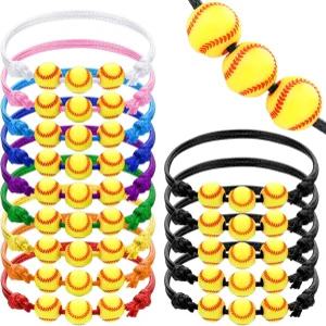 글렌말 30피스 소프트볼 참 팔찌 선물 야구 파티 여자 청소년 팀 선수 조절 가능한 영감 스포츠 볼 수제