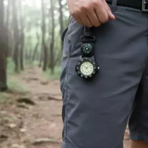 야간 등산 캠핑 축광 카라비너 시계 아연합금 생활방수 블랙