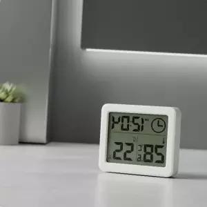 탁상용 디지털 온습도계 LCD 시계 실내 온습도 측정기 화이트