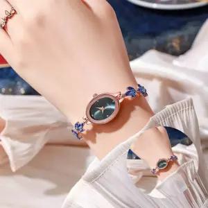 슬라이드 손목시계 여성 블루 매듭시계줄 고급패션시계 여성큐빅시계