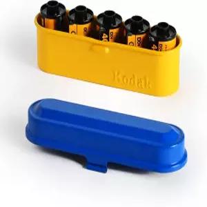 코닥 필름 케이스 - 35mm 5롤용 롤(파란색)을 분류하고 보호하는 컴팩트 레트로 스틸 포함되지 않음