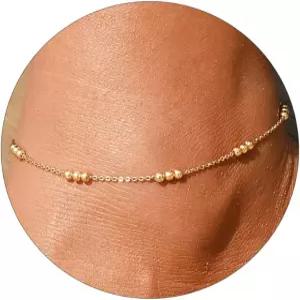 여성용 발목 팔찌 18K 골드 도금 방수 고급 사악한 눈 진주 구슬 체인 보호 데일리 발찌 비치 여름 보석