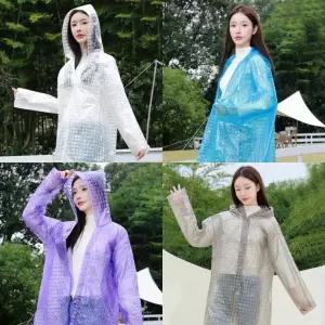 격자 EVA 기획상품 휴대용 비옷 남녀공용 추천 성인 체크 그리드 우의 레인코트 여행