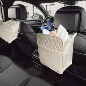DNQ 2 PCS 카시트 백 오거나이저 자동차 액세서리화이트 접이식 여행 행잉백 방수 포켓 3개 보관 필수품