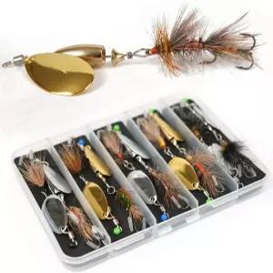 송어 스피너 자극제험피 드라이 플라이 테일 연어를 배스 팩 낚시 미끼로 수작업으로 묶은 수탉 510