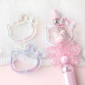 싼비즈 [6716-14]아크릴비즈 볼펜꾸미기 볼꾸재료 오로라고양이테두리링 32x27.5mm ,1개