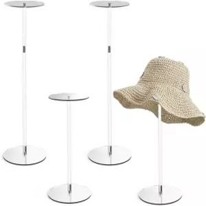 LEPUMP 아크릴 투명 모자 디스플레이 스탠드 라이저4개 17인치까지 원형 12인치에서 랙 높이 가능한 조절