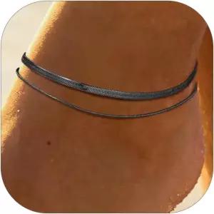 여성용 프로스틸 발목 팔찌 방수 레이어드 스테인리스 여름 해변 발찌 실버/골드 8-10.5인치 조절 가능