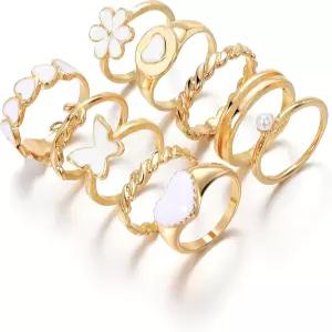 조볼리 19-36개 골드 보호 너클 반지 세트 여성용 빈티지 스태커블 다인티 조인트 핑거 주얼리 러브 펄과