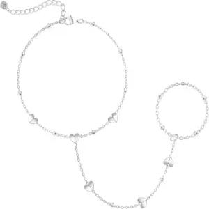 AGWOLF 여성용 팔찌 14K 골드/실버 도금 고급 핸드 체인 트렌디한 반지 참 커프 뱅글 스태커블 주얼리 조절